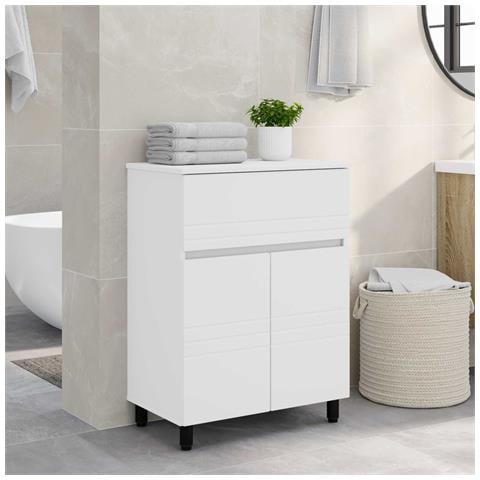 Mobiletto da bagno Bianco 60 x 35 x 80 cm Legno ingegnerizzato - Foto 2
