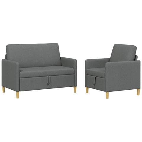 Set di Divani con Storage 2 pcs Grigio Scuro Poliestere - Foto 1