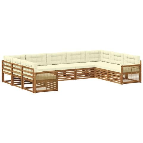 Set di divani da esterno con cuscino 9 pcs Naturale e Crema - Foto 1