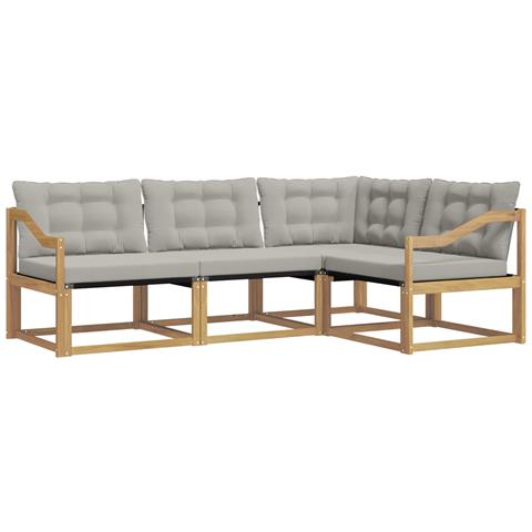 Set di divani da esterno 4 pcs Bianco e Grigio Chiaro - Foto 1