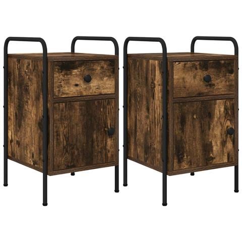 Armadio da Notte 2 pz Rovere Fumo 35 x 36,5 x 61 cm - Foto 1