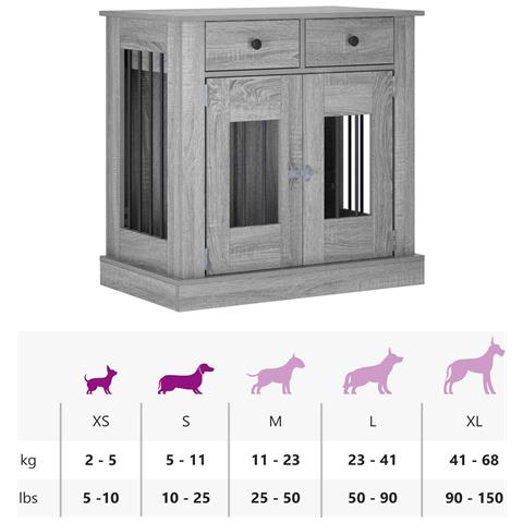 Mobile da cassa per cani Sonoma grigio 80 x 47,5 x 80 cm - Foto 9
