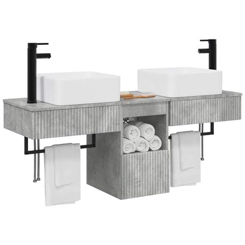 Set di Armadi da Bagno 3 pz Grigio Cemento 53 x 35 x 39 cm - Foto 2