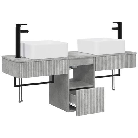 Set di Armadi da Bagno 3 pz Grigio Cemento 53 x 35 x 39 cm - Foto 10