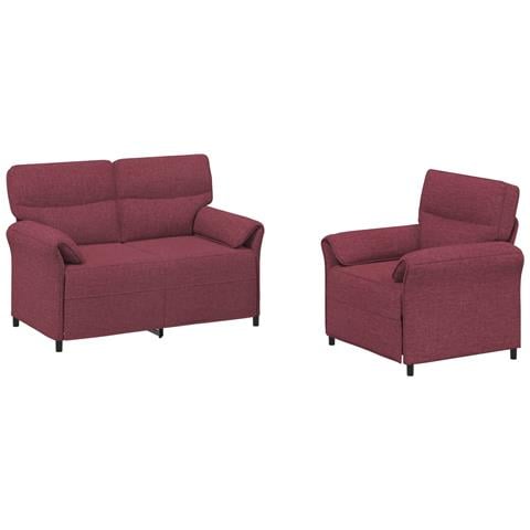 Set di divani 2 pz Rosso Vino Tessuto - Foto 1