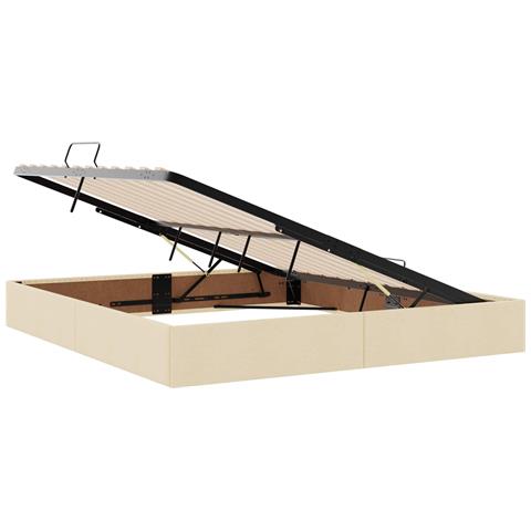 Letto ottomano con archiviazione Crema 160 x 200 cm Tessuto - Foto 2