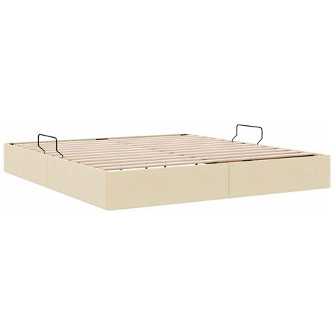 Letto ottomano con archiviazione Crema 160 x 200 cm Tessuto - Foto 10