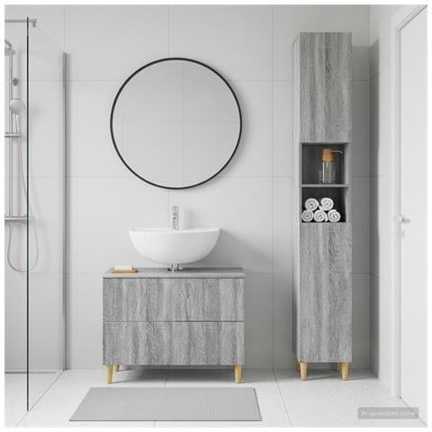 Set di Armadi da Bagno da 2 Pezzi DELFT Sonoma grigio - Foto 6