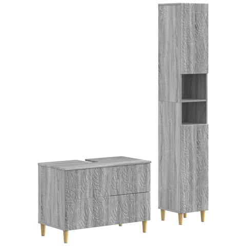 Set di Armadi da Bagno da 2 Pezzi DELFT Sonoma grigio - Foto 1