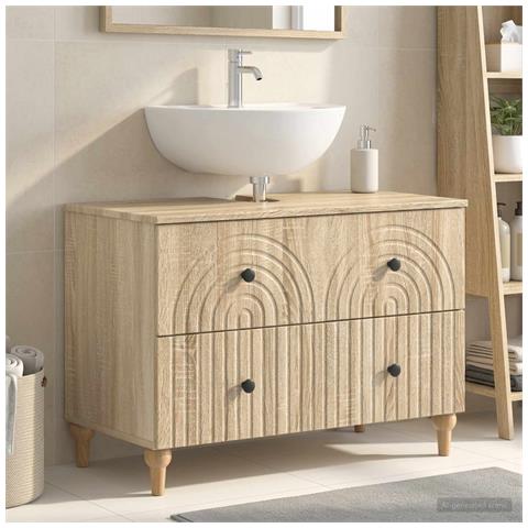 Armadio per Lavabo da Bagno ALKMAAR Rovere Sonoma - Foto 2