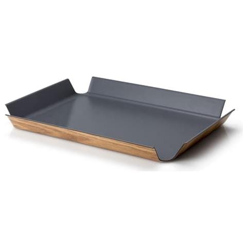Vassoio Grande Rettangolare Con Superficie Antiscivolo, Grigio, Cm 45x34x4 - Foto 1