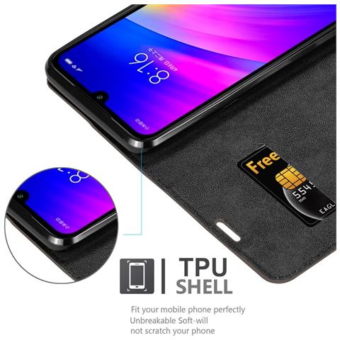 Custodia Compatibile Con Xiaomi Redmi 7 In Bruno Caffè - Coperchio Protettiva Con Chiusura Magnetica, Funzione Stand E Tasca Per Le Carte - Foto 5