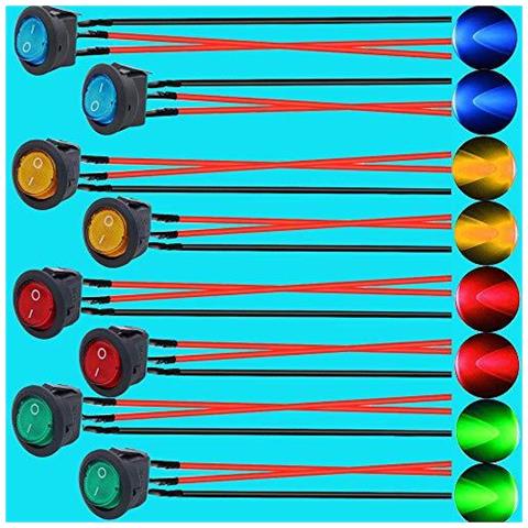 8pcs 20a 12v Dc On Off Spst 3pin Bilanciere Toggle Interruttore Di Controllo Per Auto O In Barca Con 4 Colori Led Illuminated (con La Linea Di Saldatura)  - Foto 1
