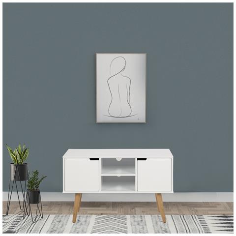 Lokka Credenza Scandinava Bianca Con Mensole E 2 Scomparti Chiusi - Foto 12