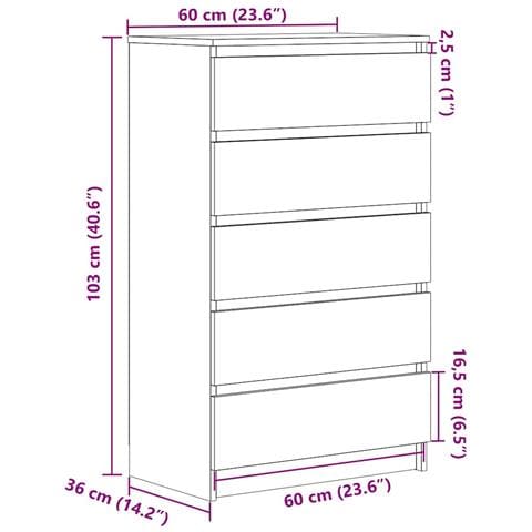 Cassettiera Rovere Sonoma 60x36x103 Cm In Legno Multistrato - Foto 10