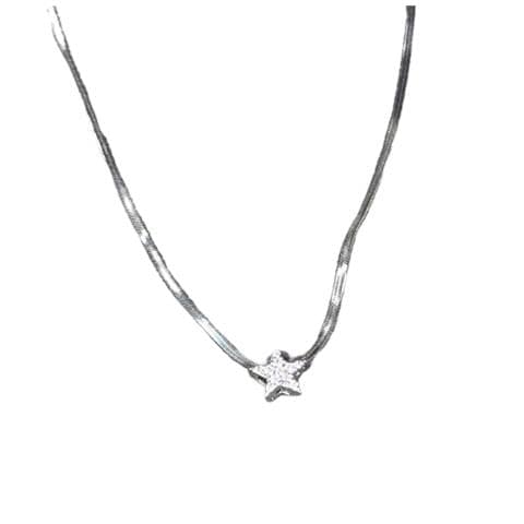 Collana Con Pendente A Stella Osso Di Serpente D'argento - Foto 1