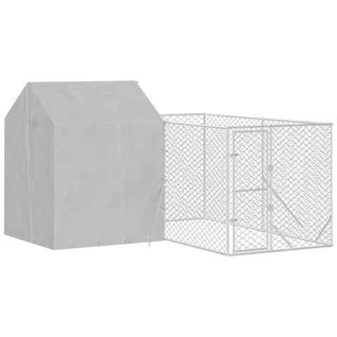 Cuccia Cani Da Esterno Tetto Argento 4x4x2,5 M Acciaio Zincato - Foto 3