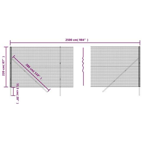 Recinzione Metallica Antracite 2,2x25 M In Acciaio Zincato - Foto 4