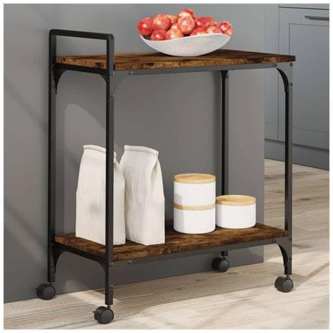 Carrello Da Cucina Rovere Fumo 60,5x31x72,5cm Legno Multistrato - Foto 1