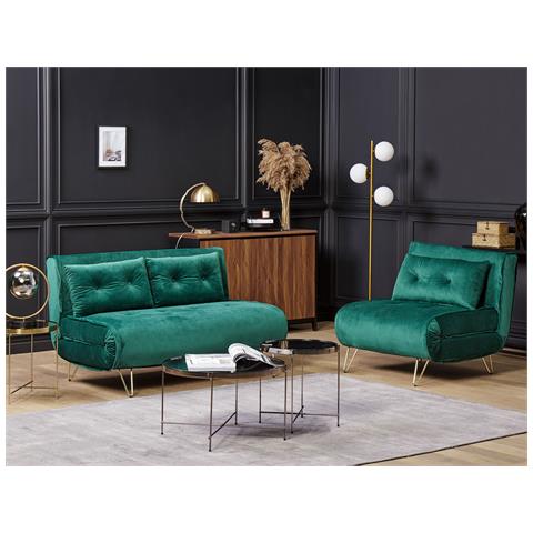 Set Da Salotto 3 Posti Vestfold Velluto Verde Scuro - Foto 1