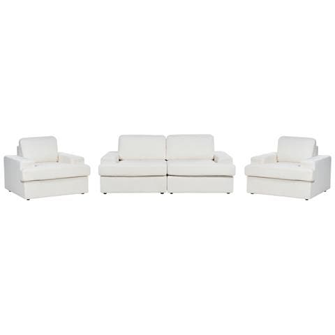 Set Da Salotto 5 Posti Alla Bouclé Bianco Sporco - Foto 15