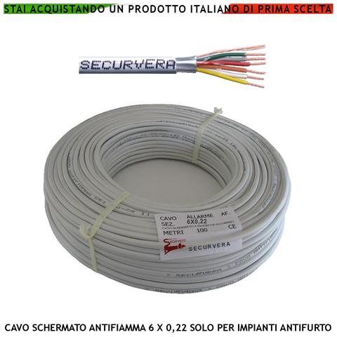 Cavo Flessibile Antifiamma Schermato 6xø0,22 Mm² Twistato Per Impianti Di Allarme Antifurto Norma Cei 20/22-iii - Foto 1