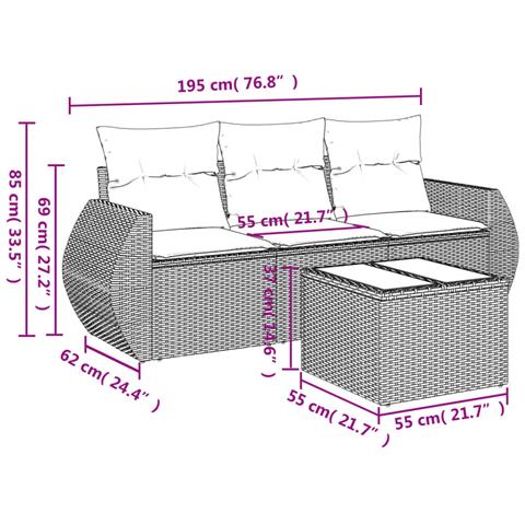 Set Divani Da Giardino 4 Pz Con Cuscini Nero In Polyrattan - Foto 2