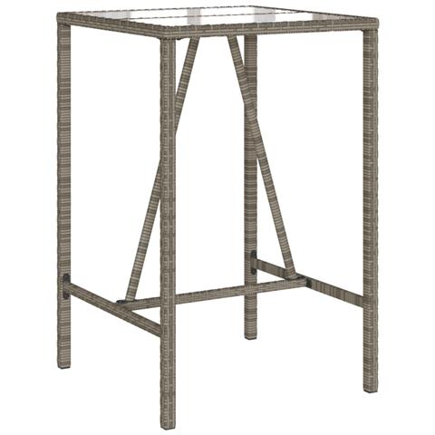 Tavolo Da Bar Da Esterno Grigio 70x70x110 Cm In Polyrattan - Foto 2