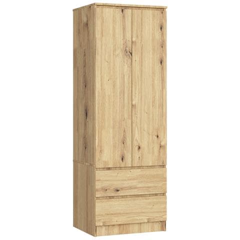 Armadio A 2 Ante Battenti E Cassetti S60, 60x51x180 cm, Colore Quercia Artisan - Foto 1