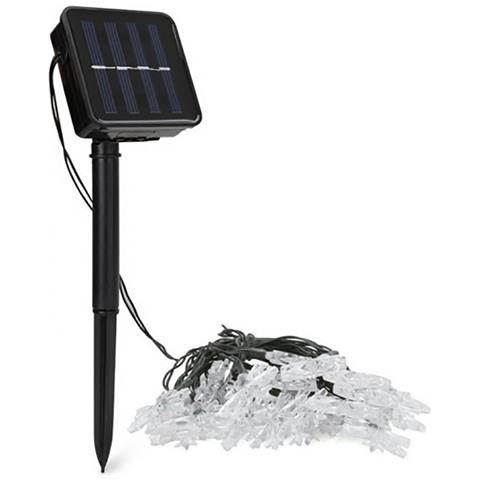 Catenaria 30 Luci Led Energia Solare Fiocco Neve Natale Bianco Naturale Esterno - Foto 2