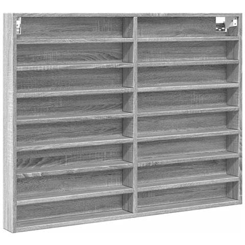 Armadietto Vetrina Grigio Sonoma 100x8,5x75cm Legno Multistrato - Foto 2