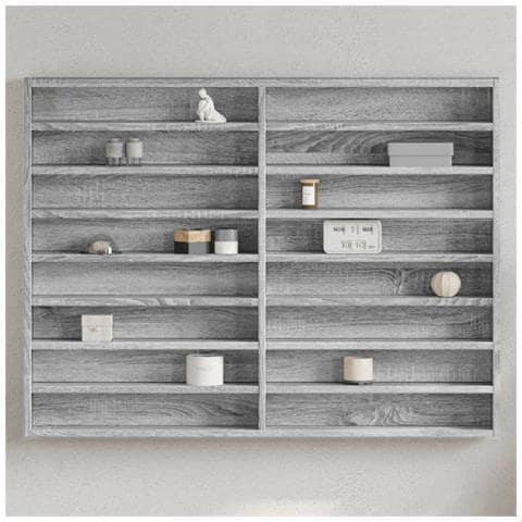 Armadietto Vetrina Grigio Sonoma 100x8,5x75cm Legno Multistrato - Foto 1
