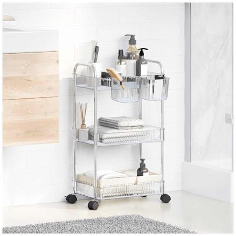 Carrello Portaoggetti A 3 Livelli 37x28x68 Cm In Acrilico - Foto 3