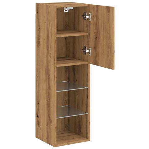 Mobile TV con Luci LED Rovere Artigianale 30,5x30x102 cm - Foto 2