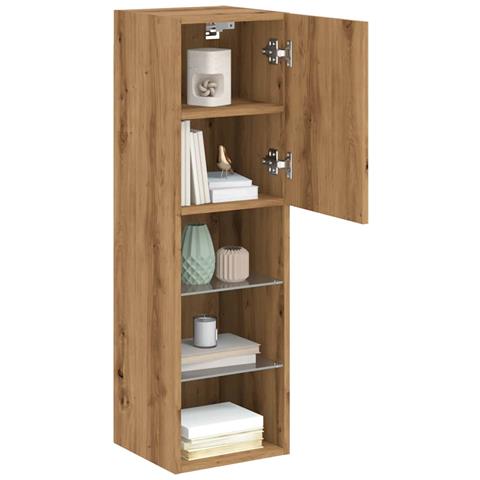 Mobile TV con Luci LED Rovere Artigianale 30,5x30x102 cm - Foto 10