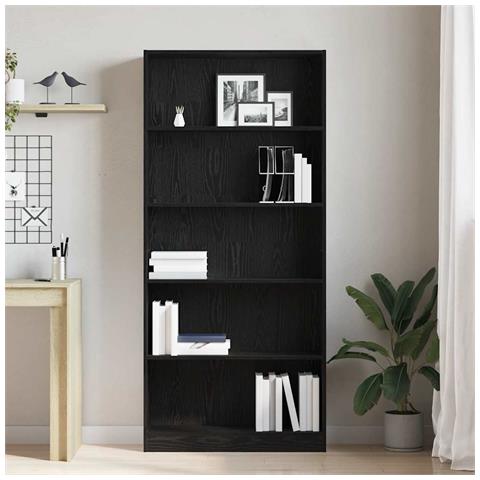 Libreria Rovere Nero 80x24x176 cm in Legno Multistrato - Foto 9