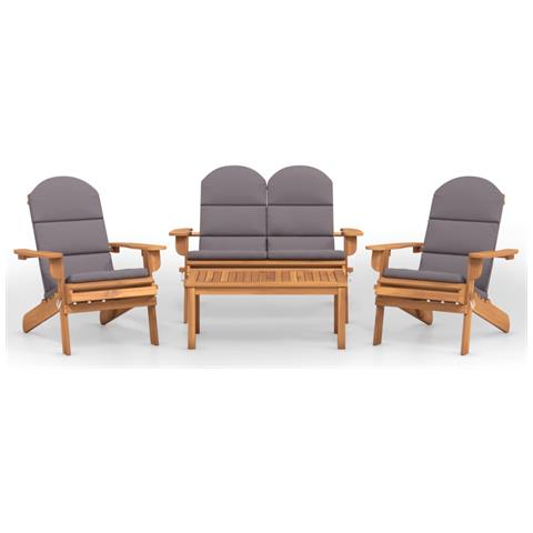 Set Salotto Da Giardino Adirondack 4pz Legno Massello Di Acacia - Foto 2