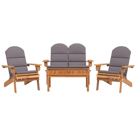 Set Salotto Da Giardino Adirondack 4pz Legno Massello Di Acacia - Foto 3