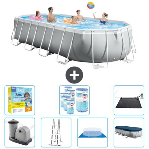 Piscina Fuori Terra - Ovale - 610x305x122 Cm - Grigio - Include Accessori Coordinati Cb50 - Foto 1