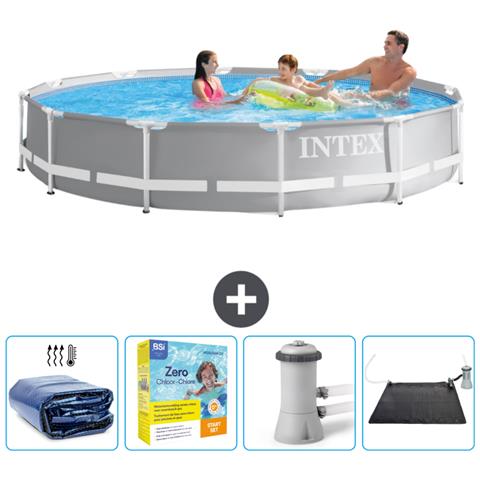 Piscina Fuori Terra - In Giro - 366x366x76 Cm - Grigio - Include Accessori Coordinati Cb11 - Foto 1