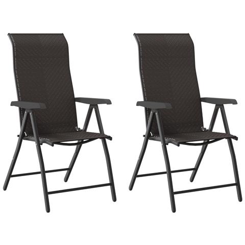 Lusso Casadino - Sedie Pieghevoli Da Giardino 2 Pz Nere In Polyrattan - Foto 1