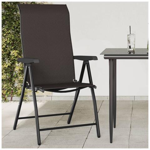 Lusso Casadino - Sedie Pieghevoli Da Giardino 2 Pz Nere In Polyrattan - Foto 2