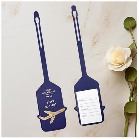 Elegante Etichetta Per Bagaglio In Pelle Pu Per Una Facile Identificazione Blue - Foto 2