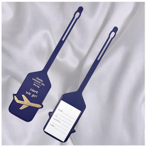 Elegante Etichetta Per Bagaglio In Pelle Pu Per Una Facile Identificazione Blue - Foto 3