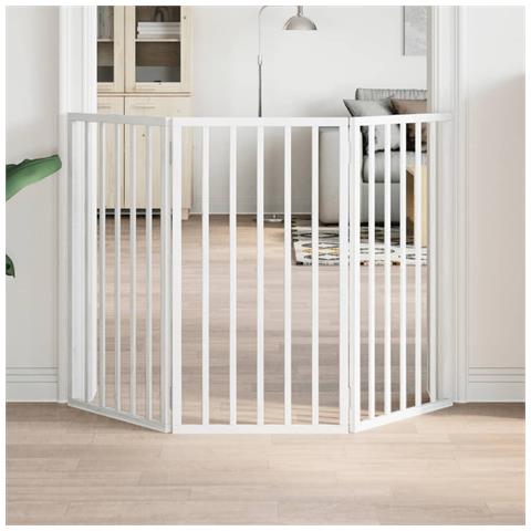 Cancello per Cani Pieghevole 3 Pannelli Bianco 150 cm Pioppo - Foto 2