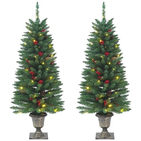 Alberi di Natale Artificiali 2 pz con 100 LED Verde 120 cm - Foto 1
