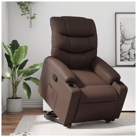Poltrona Alzapersona Reclinabile Marrone in Similpelle - Foto 2