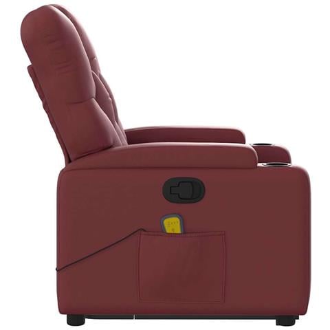 Poltrona Alzapersone Massaggi Reclinabile Rosso Vino Similpelle - Foto 9