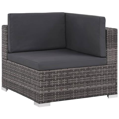 Set da Giardino 6 pz con Cuscini in Polyrattan Grigio - Foto 2