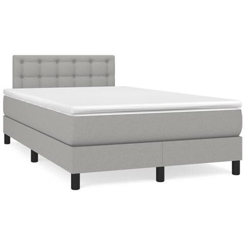 Letto a Molle Materasso e LED Grigio Chiaro 120x190 cm Tessuto - Foto 2